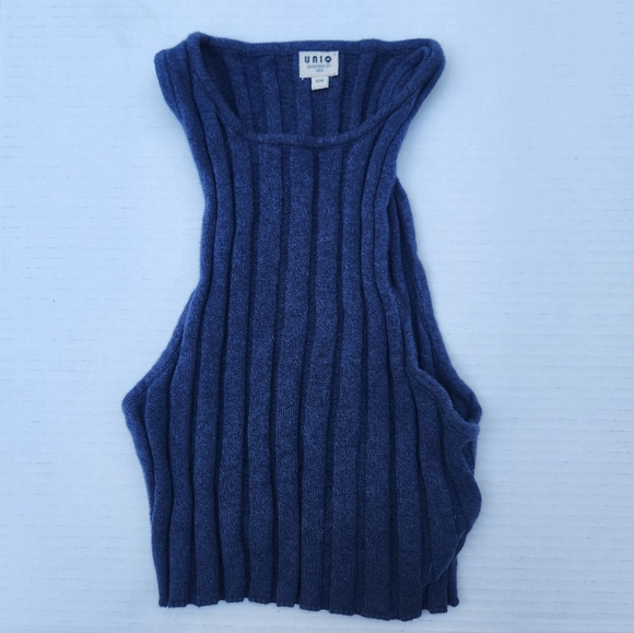 UNIQL Blue Ribbed Knit Tank Top (S/M) - Picture 1 of 4